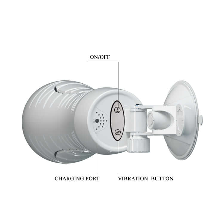 CRAZY BULL FLORA Vibrating Stroker - Flesh USB Rechargeable Vibrating Squeezeable Vagina Stroker with Suction Base